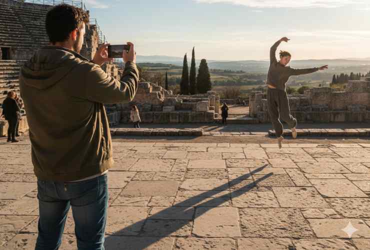 Uomo registra una persona con il cellulare